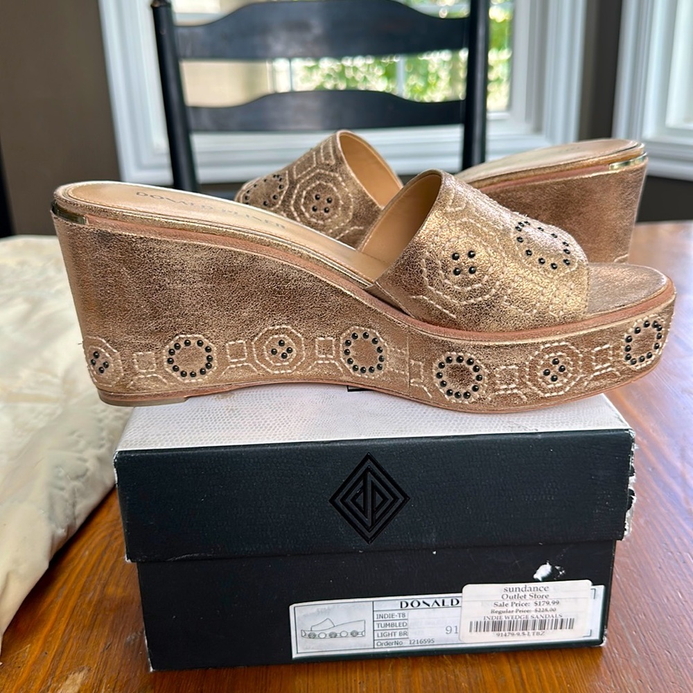 Donald Pliner Leather Wedge Slides